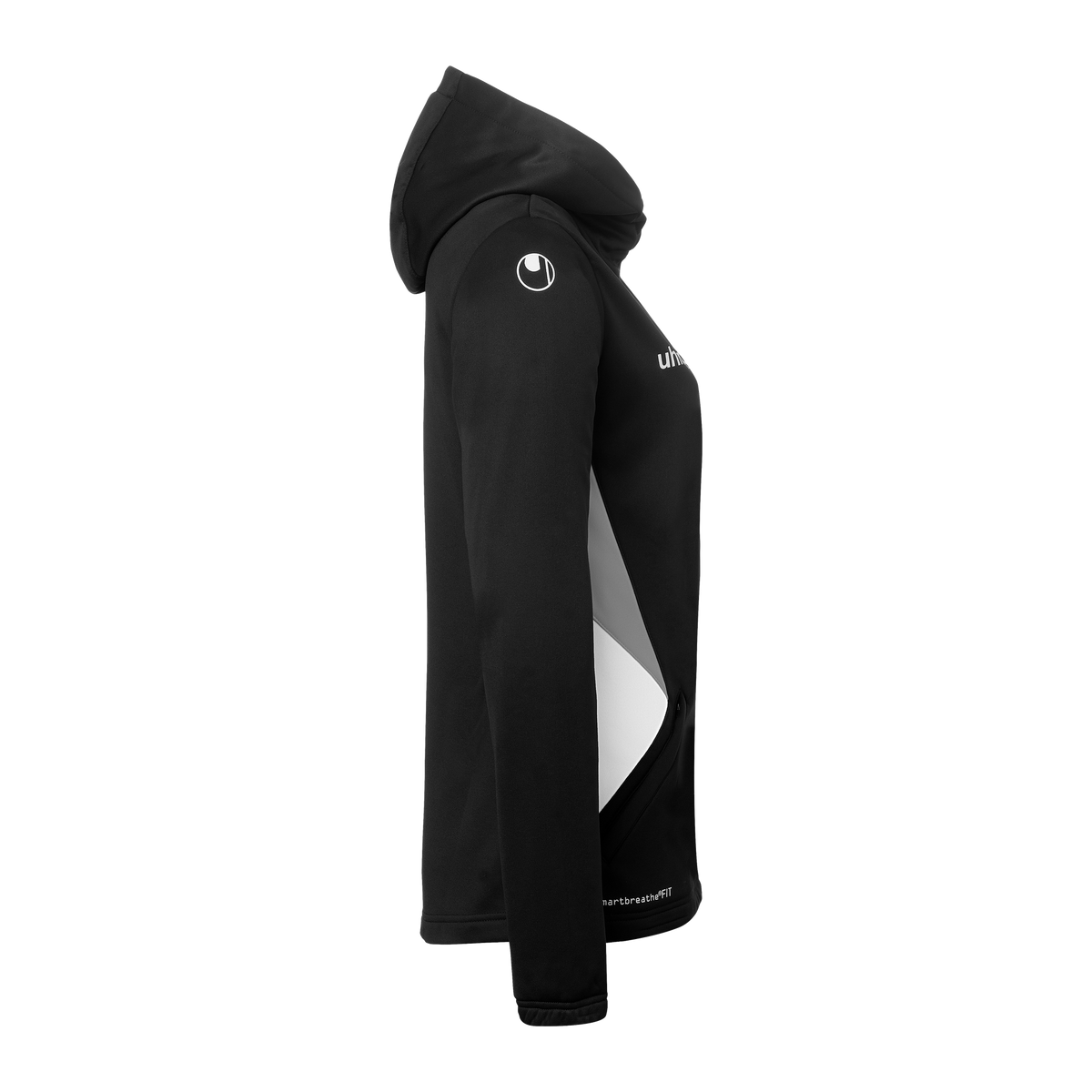 uhlsport Equipe 29 Multi Hood Jacke Damen (schwarz/weiß/steingrau)
