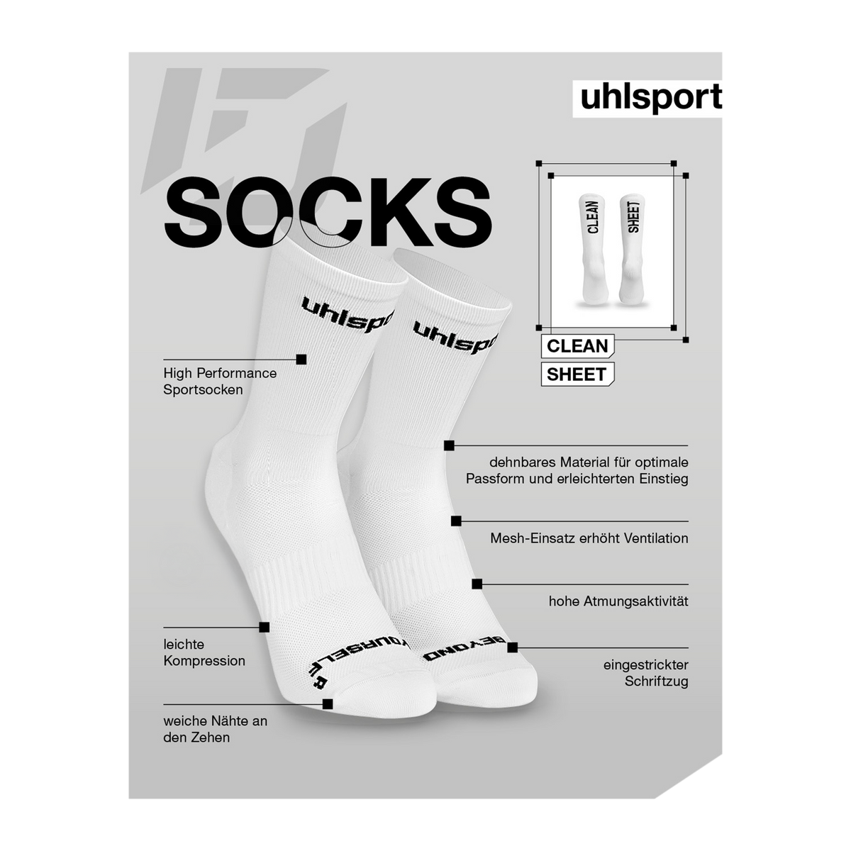 uhlsport ID Socks Clean Sheet (weiß/schwarz)