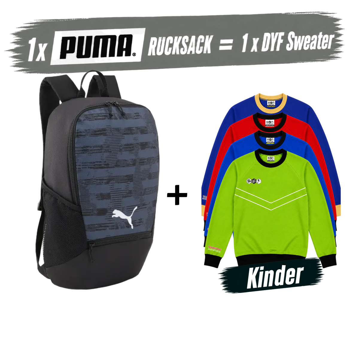 PUMA Rucksack individual RISE 21L × DYF Sweatshirts KINDER