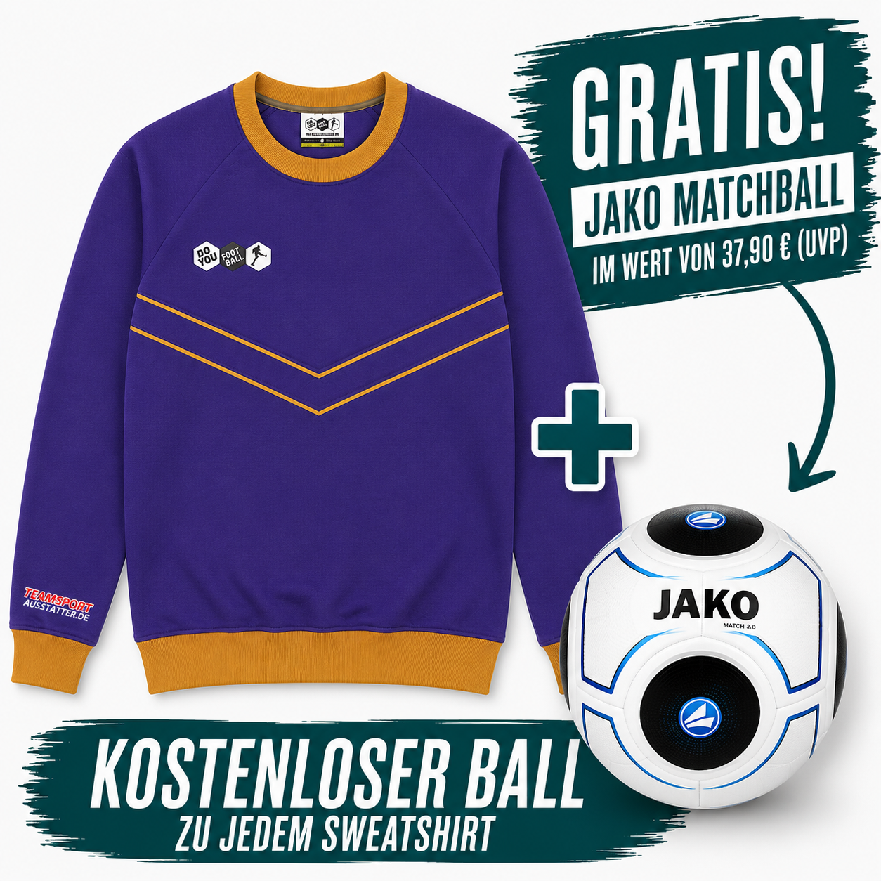 DYF Sweatshirt Kinder Türkis × JAKO Match 3.0 Gr. 5