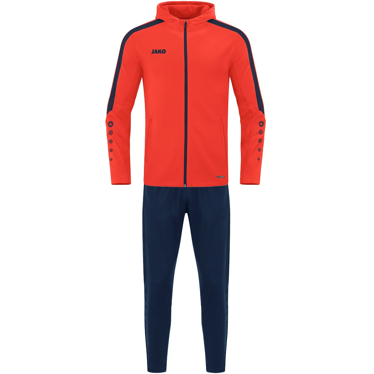 JAKO Trainingsanzug Polyester Power mit Kapuze (flame/marine)