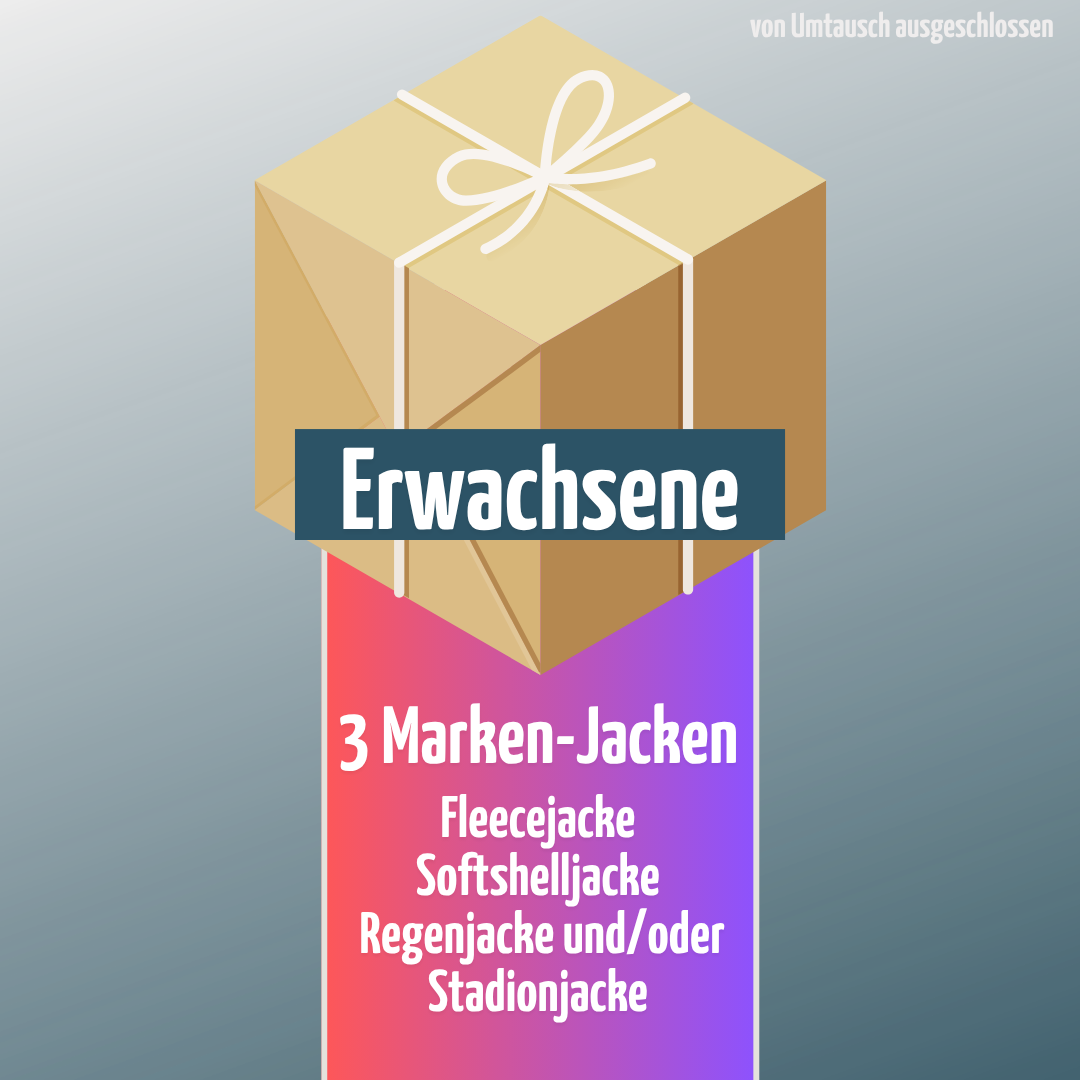 🎁 MYSTERY BOX: 3 Marken-Jacken (Fleece-, Softshell-, Regen- und/oder Stadionjacke)