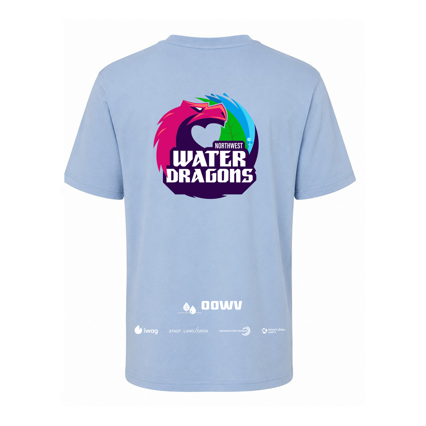 OOWV T-Shirt Damen Blau (BY211, Monogram:Weiß)
