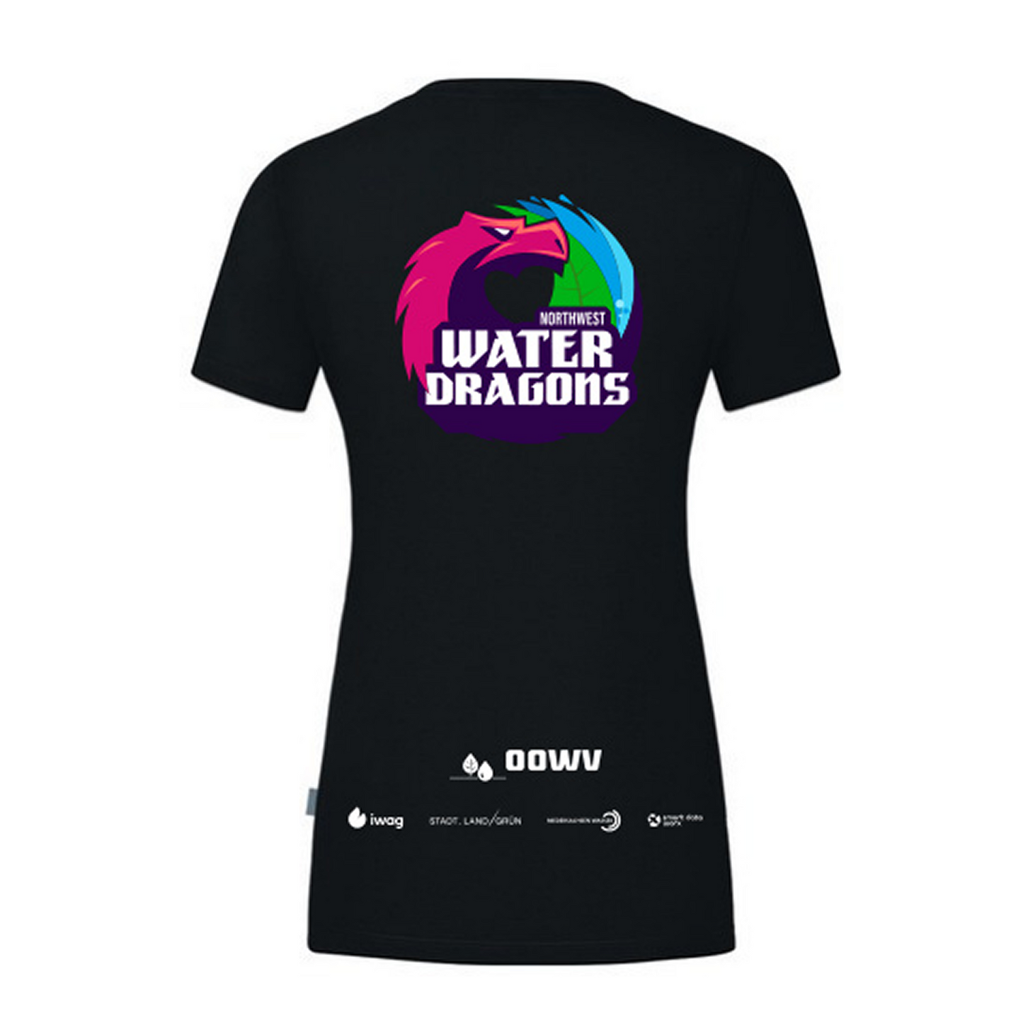 OOWV T-Shirt Damen Schwarz (C6120D-800, Monogram: Weiß)