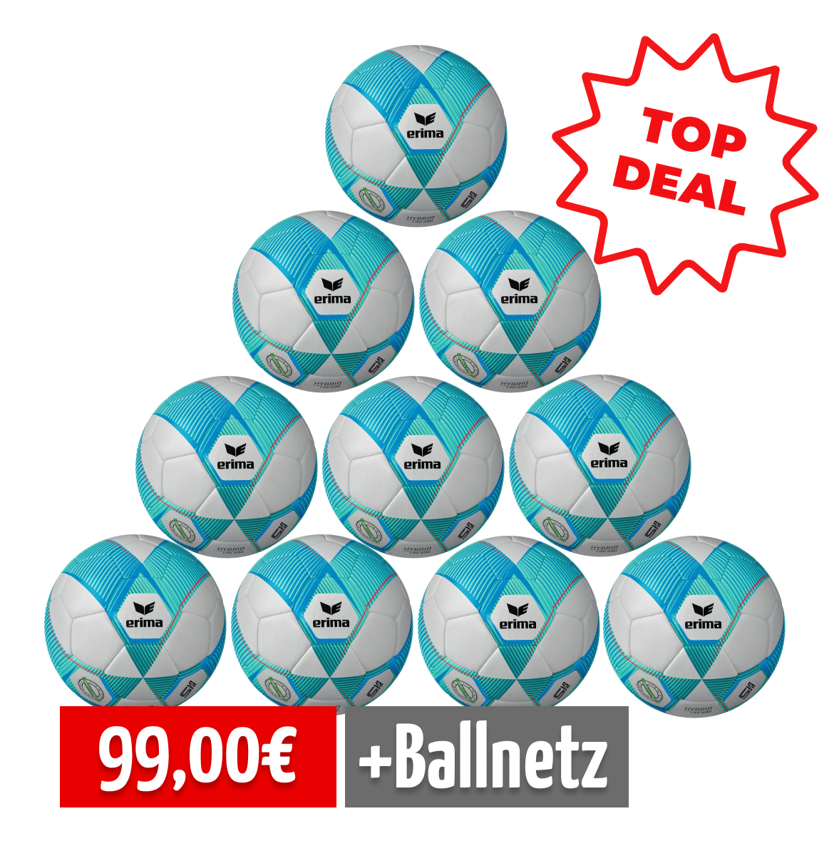 Erima 10er Ballpaket HYBRID LITE 290 Blau 5