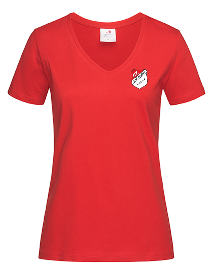 FT Groß-Midlum Fan - T-Shirt V-Ausschnitt Damen rot