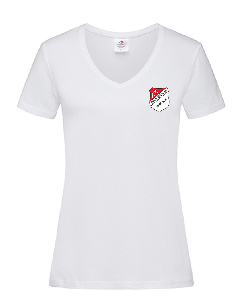 FT Groß-Midlum Fan - T-Shirt V-Ausschnitt Damen weiß