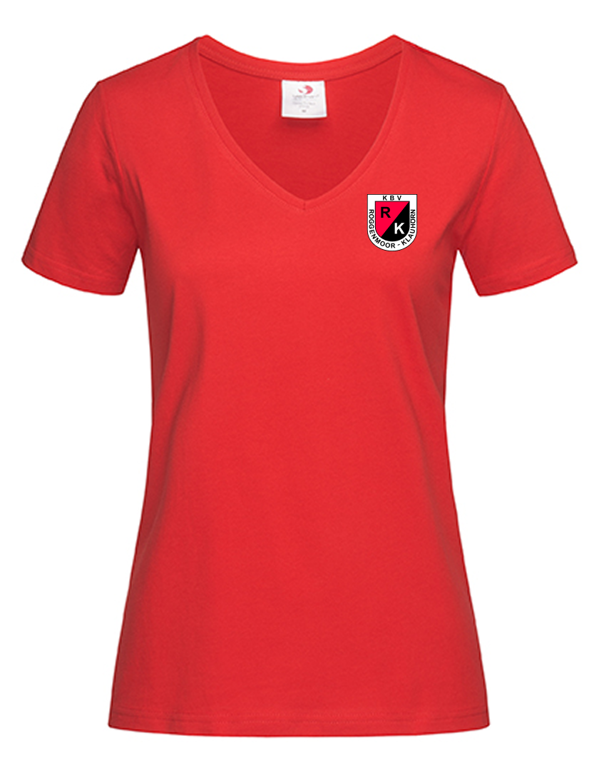 KBV Roggenmoor-Klauhörn Fan - T-Shirt V-Ausschnitt Damen rot