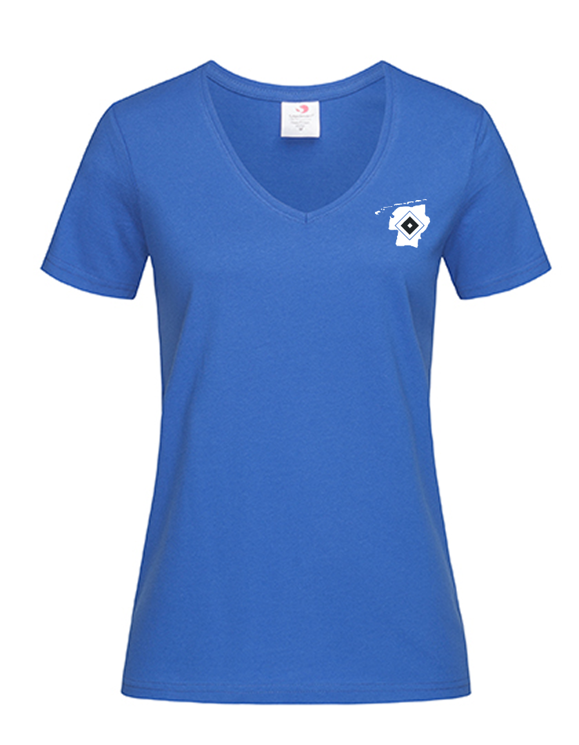 OFC PowerRaute Fresena Fan - T-Shirt V-Ausschnitt Damen blaumit logo