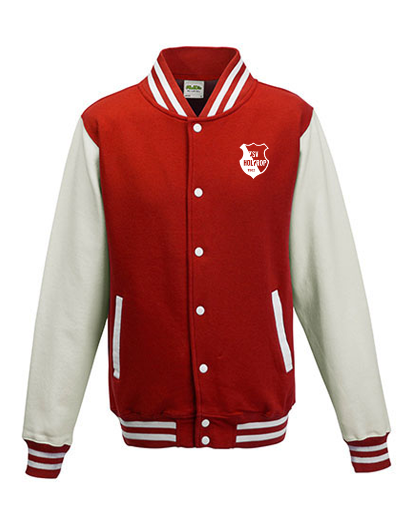 TSV Holtrop Fan - Collegejacke Herren rot-weiß