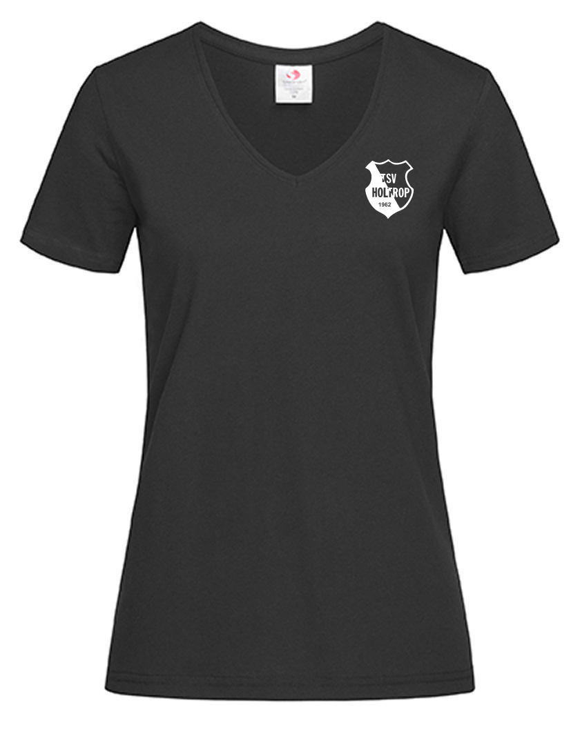 TSV Holtrop Fan - T-Shirt V-Ausschnitt Damen schwarz