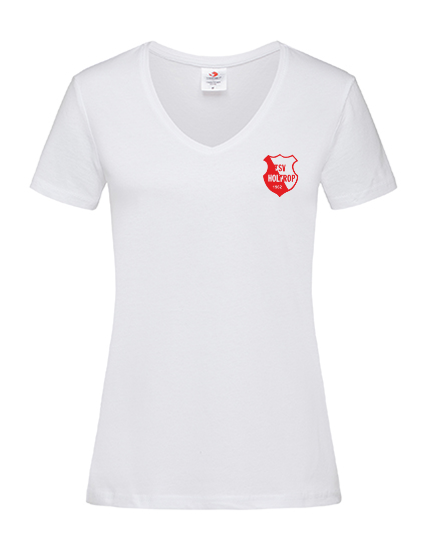 TSV Holtrop Fan - T-Shirt V-Ausschnitt Damen weiß