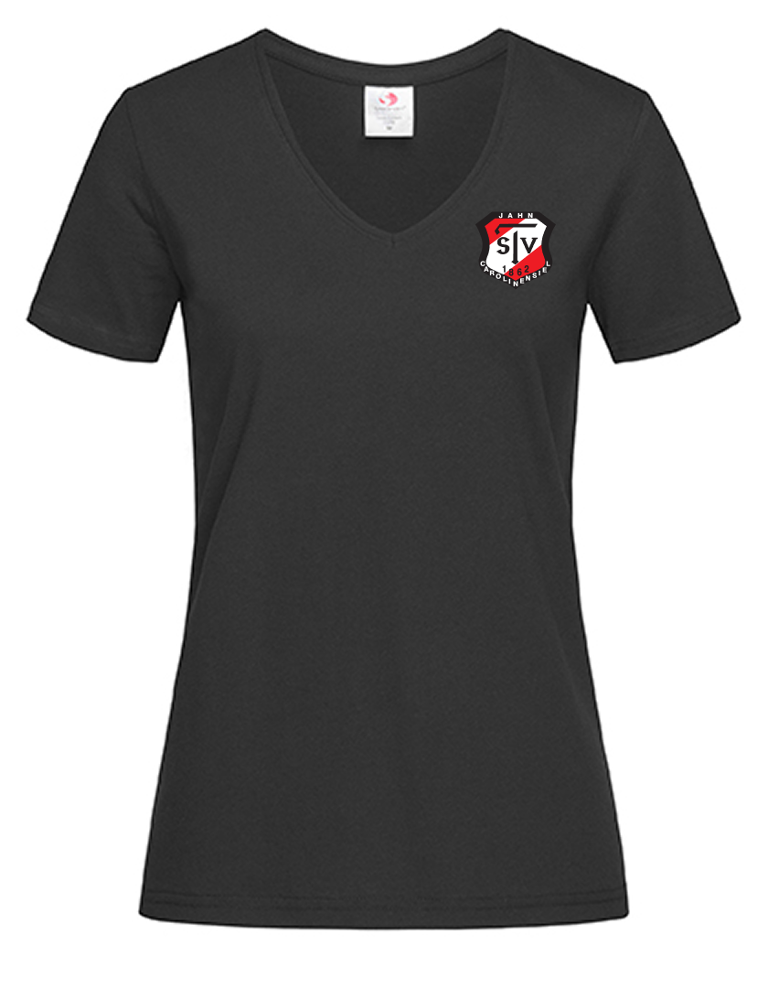 TSV Jahn Carolinensiel Fan - T-Shirt V-Ausschnitt Damen schwarz