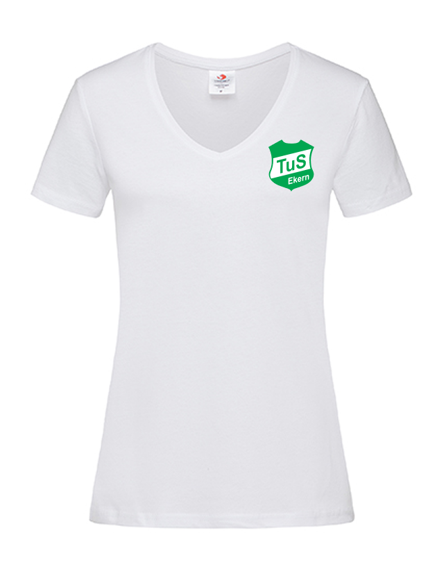 TuS Ekern Fan - T-Shirt V-Ausschnitt Damen weiß