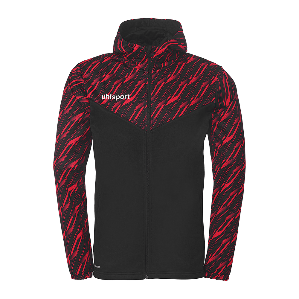 uhlsport Progressive 28 Multi Hood Jacke Kind (schwarz/rot)