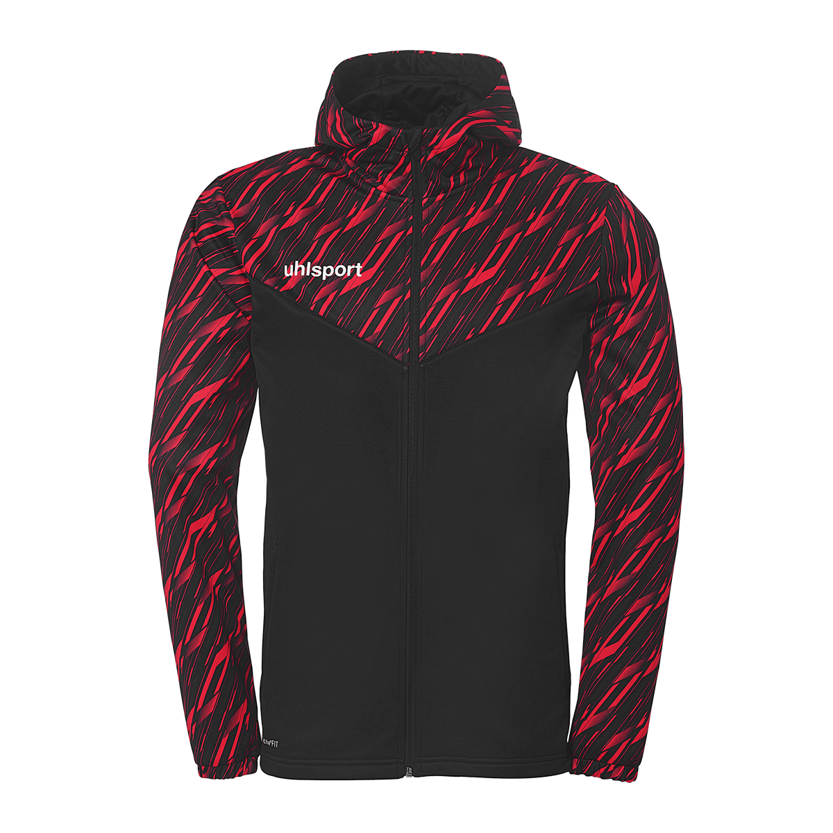 uhlsport Progressive 28 Multi Hood Jacke Kind (schwarz/rot)