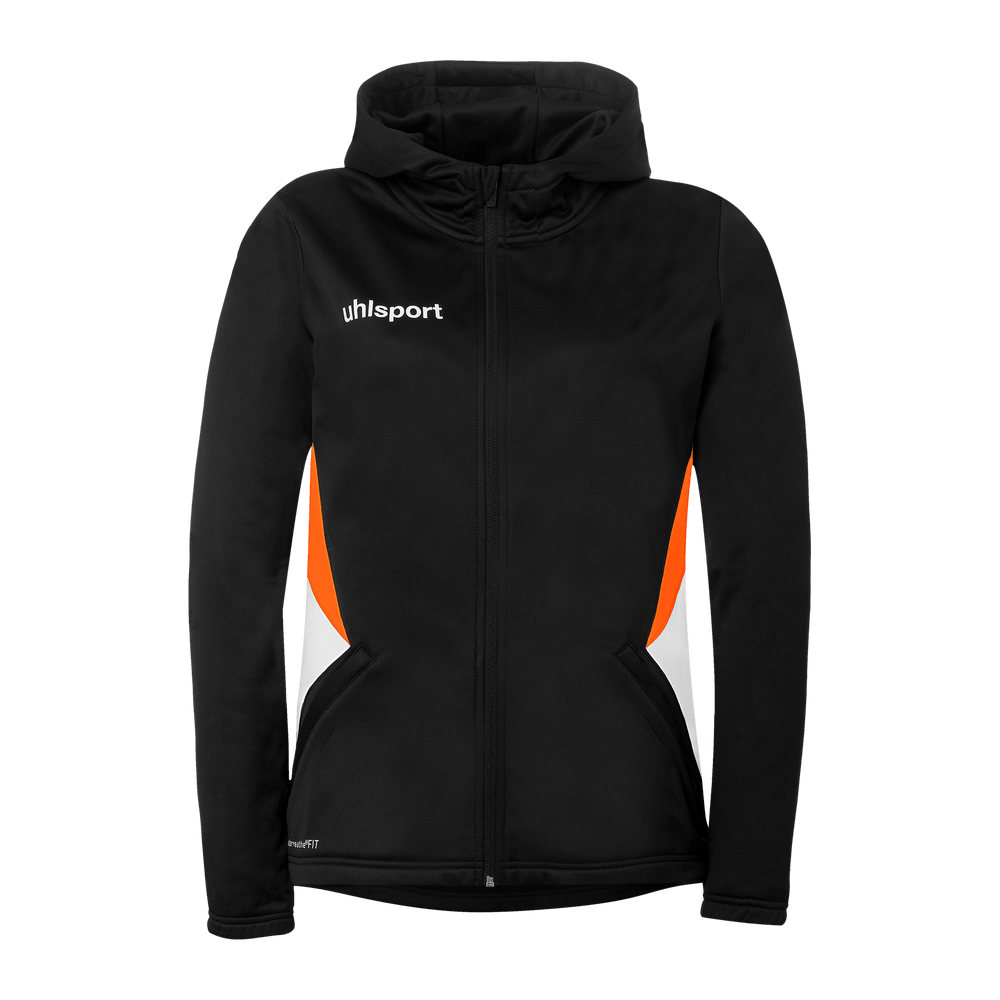 uhlsport Equipe 29 Multi Hood Jacke Damen (schwarz/weiß/fluo orange)