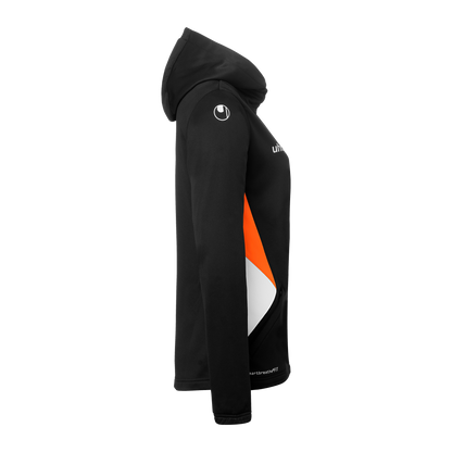 uhlsport Equipe 29 Multi Hood Jacke Damen (schwarz/weiß/fluo orange)