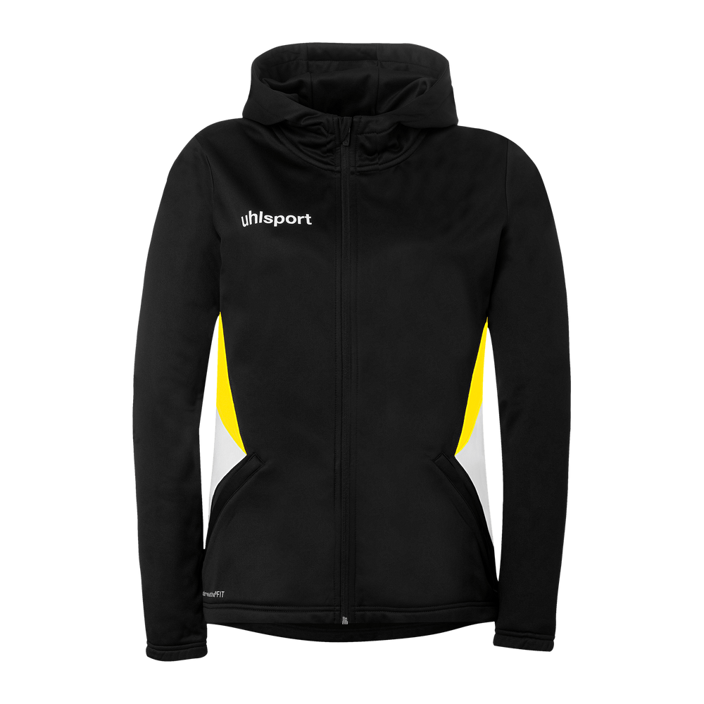 uhlsport Equipe 29 Multi Hood Jacke Damen (schwarz/weiß/limonengelb)