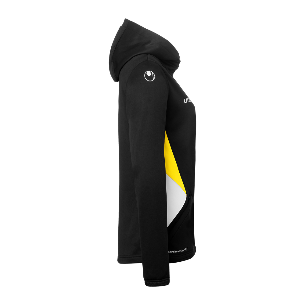 uhlsport Equipe 29 Multi Hood Jacke Damen (schwarz/weiß/limonengelb)