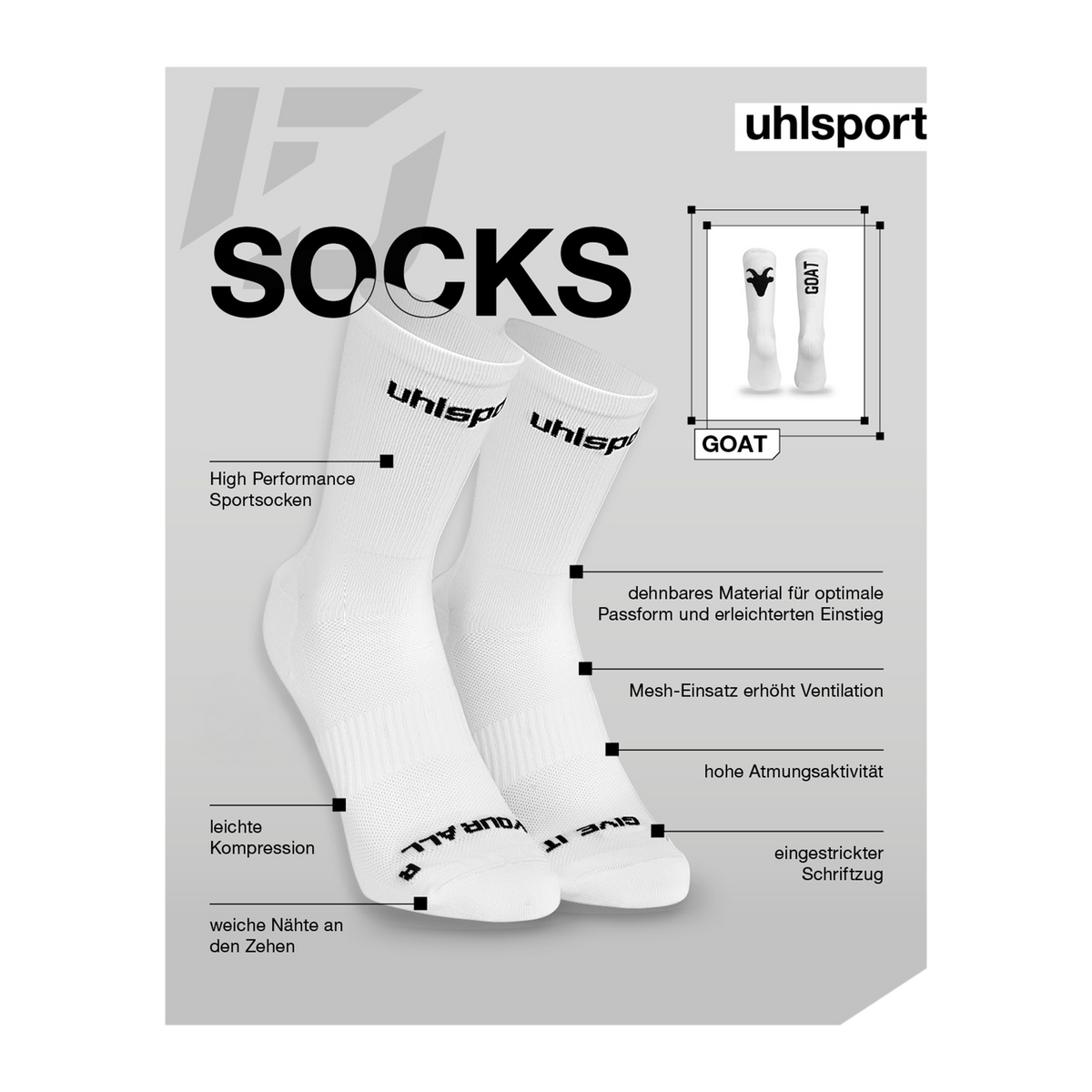 uhlsport ID Socks Goat (weiß/schwarz)