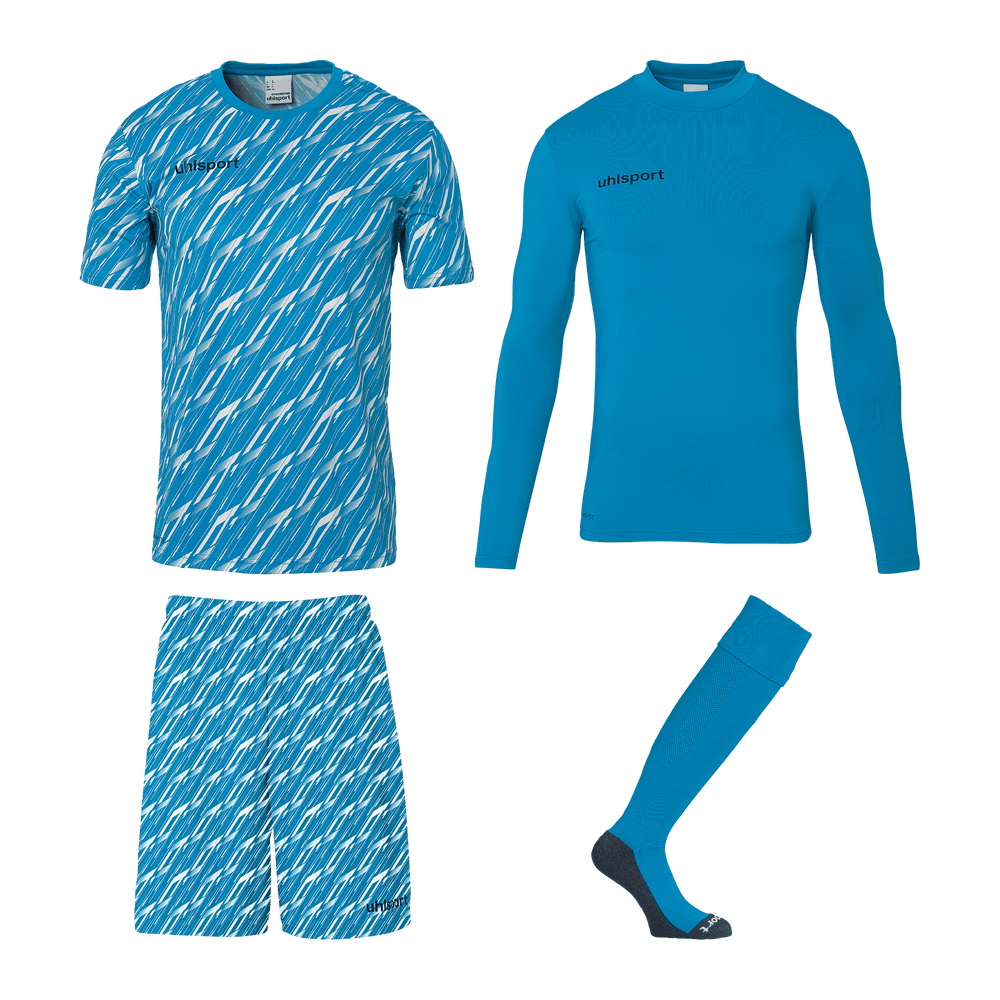 uhlsport Progressive Torwart Set Kind (cyan/weiß)