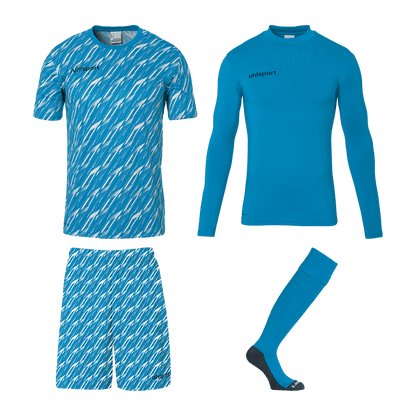 uhlsport Progressive Torwart Set Kind (cyan/weiß)