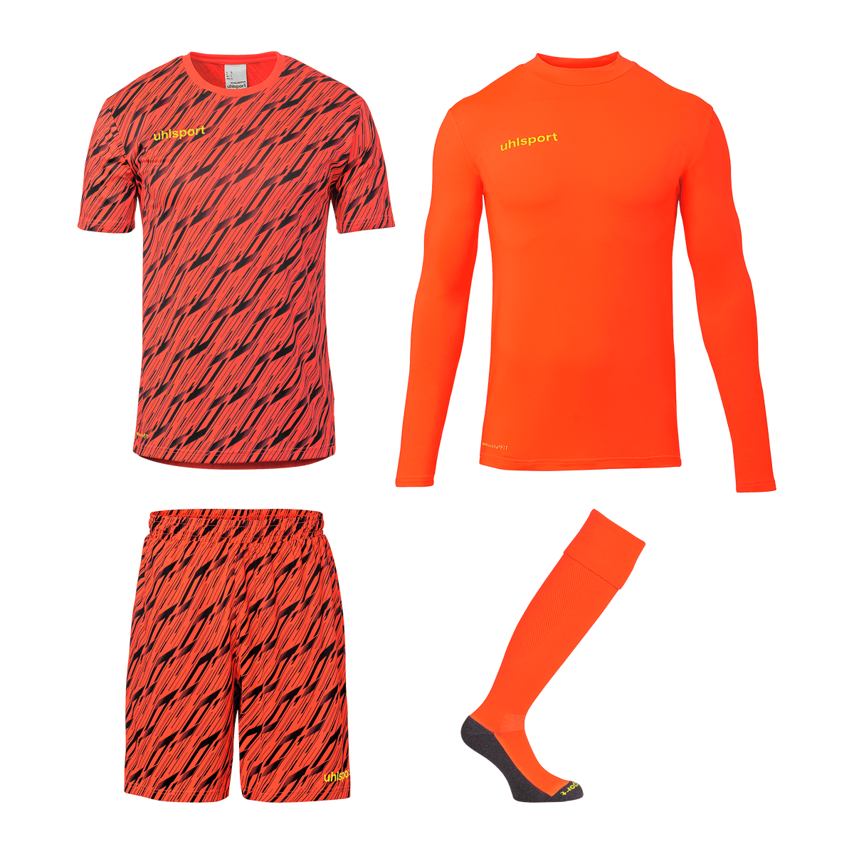 uhlsport Progressive Torwart Set (fluo rot/schwarz/fluo gel)