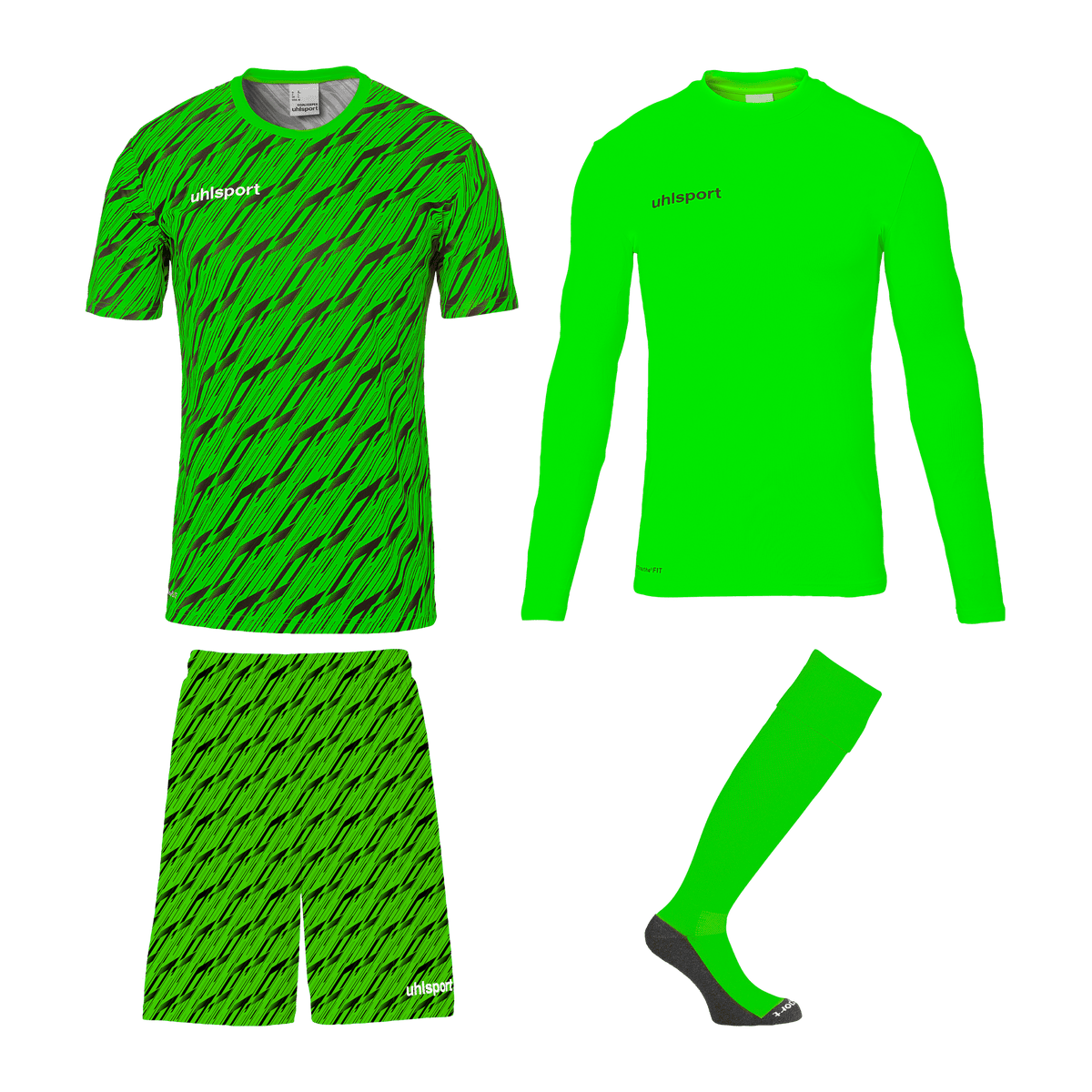 uhlsport Progressive Torwart Set Kind (fluo grün/schwarz)