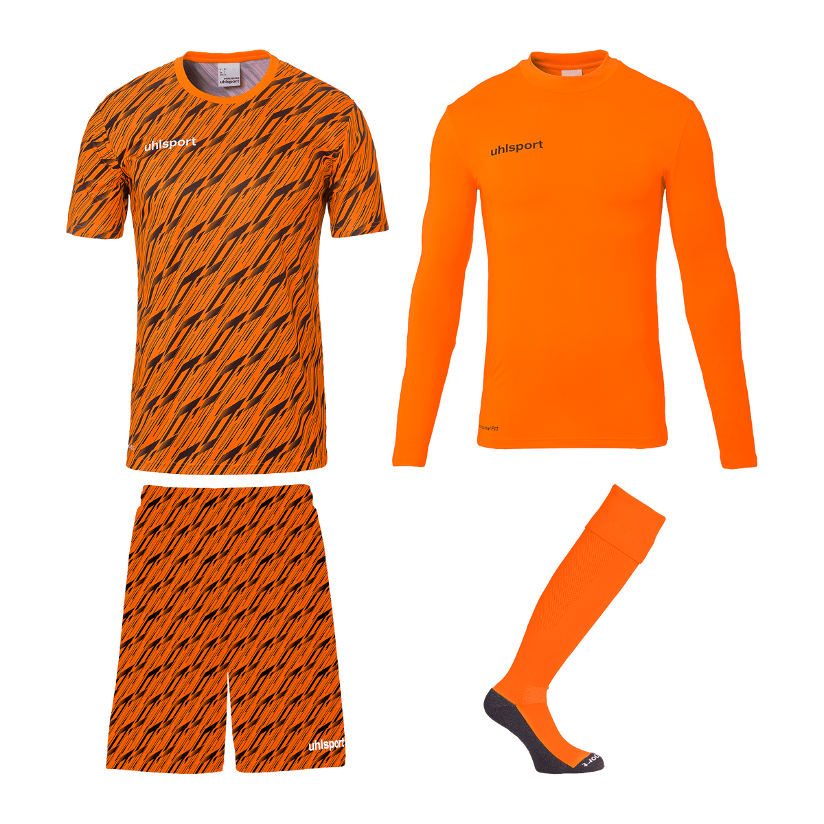 uhlsport Progressive Torwart Set Kind (fluo orange/schwarz)
