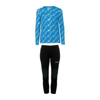 uhlsport Progressive Torwart Set Junior (cyan/weiß)