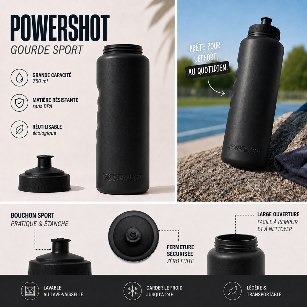 POWERSHOT Umweltfreundliche Trinkflasche 750 ml (dunkelgrau)