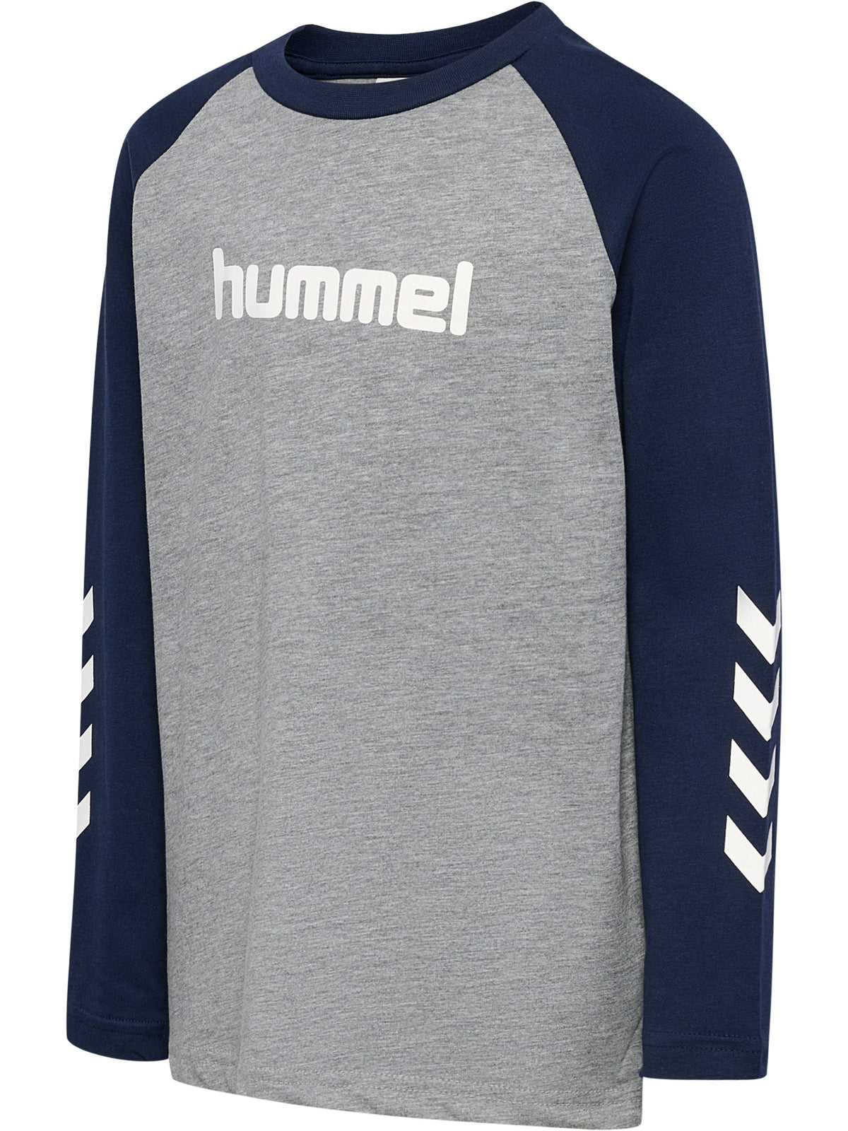 HUMMEL Logo T-Shirt L/S Kind (grey melange/dress blues)