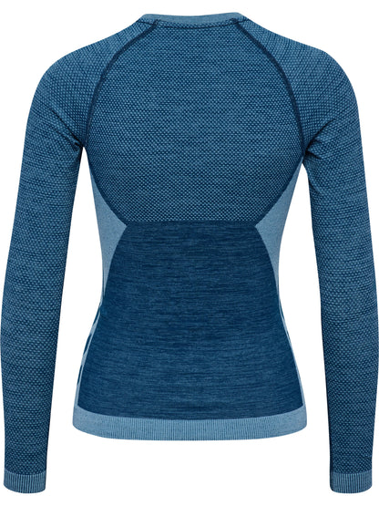 HUMMEL Clea Seamless Tight T-Shirt L/S Damen (navy peony/faded denim)