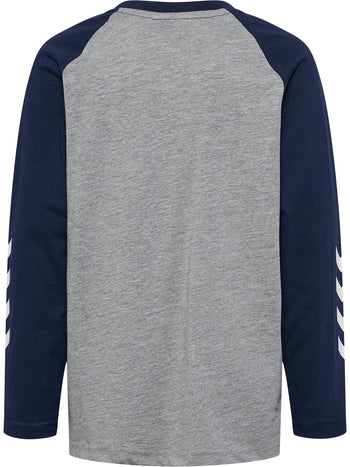 HUMMEL Logo T-Shirt L/S Kind (grey melange/dress blues)