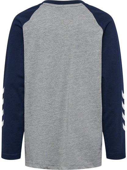 HUMMEL Logo T-Shirt L/S Kind (grey melange/dress blues)