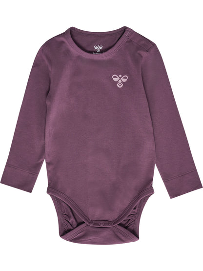 HUMMEL Mini 2-Pack Body L/S Kind (black plum/sea fog)