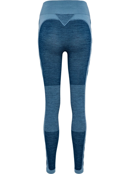 HUMMEL Clea Seamless Mid Waist Tights Damen (navy peony/faded denim)