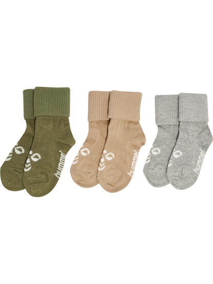 HUMMEL Mini Bee 3-Pack Sock Kind (dusty olive/cobblestone)