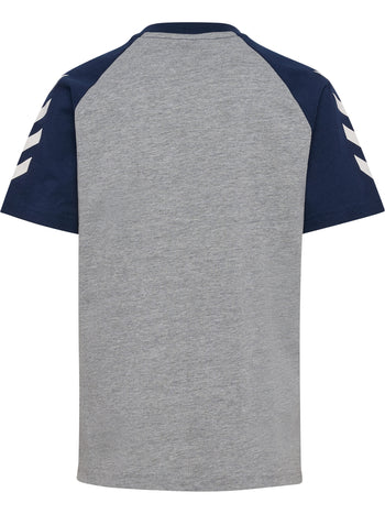 HUMMEL Logo T-Shirt S/S Kind (grey melange/dress blues)