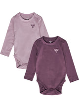 HUMMEL Mini 2-Pack Body L/S Kind (black plum/sea fog)