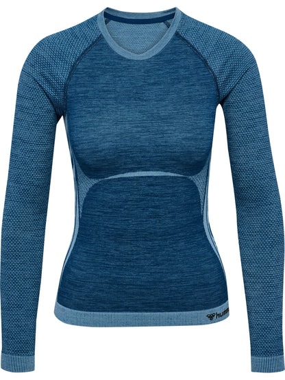 HUMMEL Clea Seamless Tight T-Shirt L/S Damen (navy peony/faded denim)