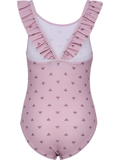 HUMMEL Bee AOP Frill Swimsuit Kind (mauve shadow)