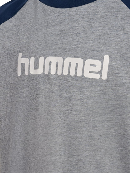 HUMMEL Logo T-Shirt S/S Kind (grey melange/dress blues)