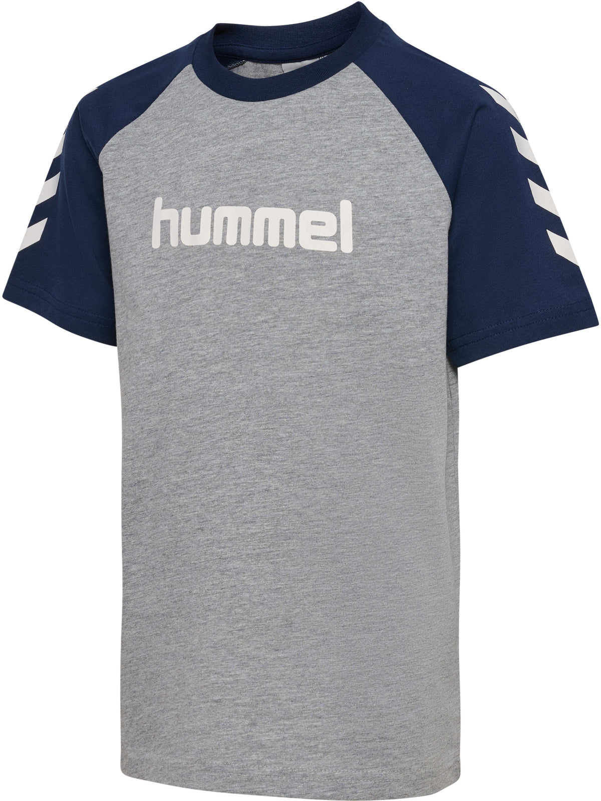 HUMMEL Logo T-Shirt S/S Kind (grey melange/dress blues)