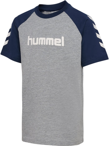 HUMMEL Logo T-Shirt S/S Kind (grey melange/dress blues)