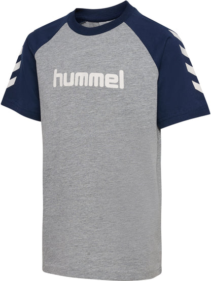 HUMMEL Logo T-Shirt S/S Kind (grey melange/dress blues)