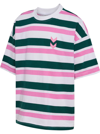 HUMMEL Silly S/S Boxy T-Shirt Stripe Kind (forest biome)