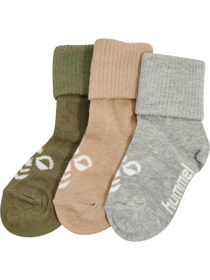HUMMEL Mini Bee 3-Pack Sock Kind (dusty olive/cobblestone)