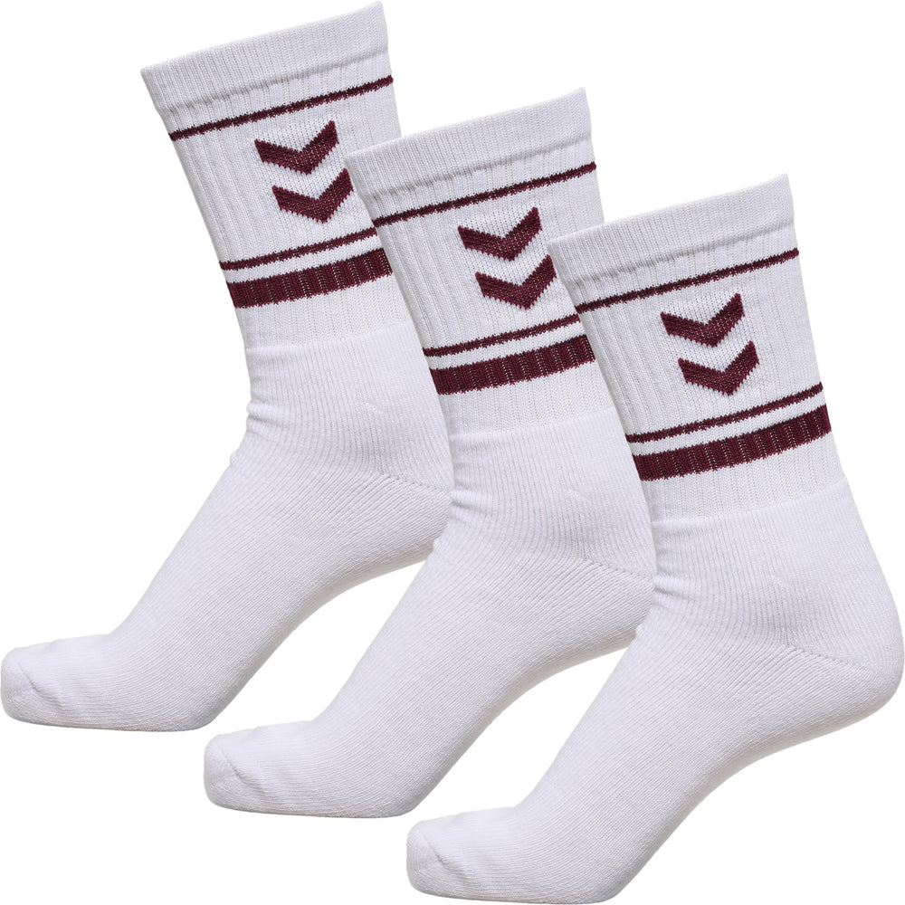 HUMMEL Stripe Crew 3-Pack Socks (burgundy)